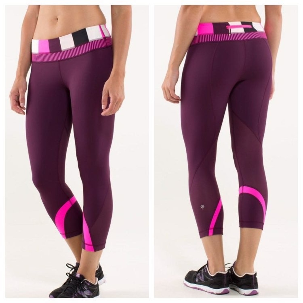 lululemon Pink / Plum Cropped Leggings Size 10 Large